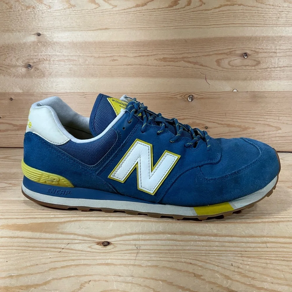 New Balance 574 Lifestyle Shoes Men’s 14 D Blue Yellow Gum Suede 2019 ML574JHP